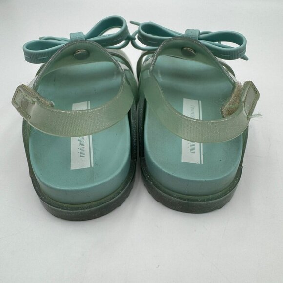 Mini Melissa X Jason Wu Aqua Green Cosmic Sandals Girls Size 8 With Bow Detail - Picture 4 of 10